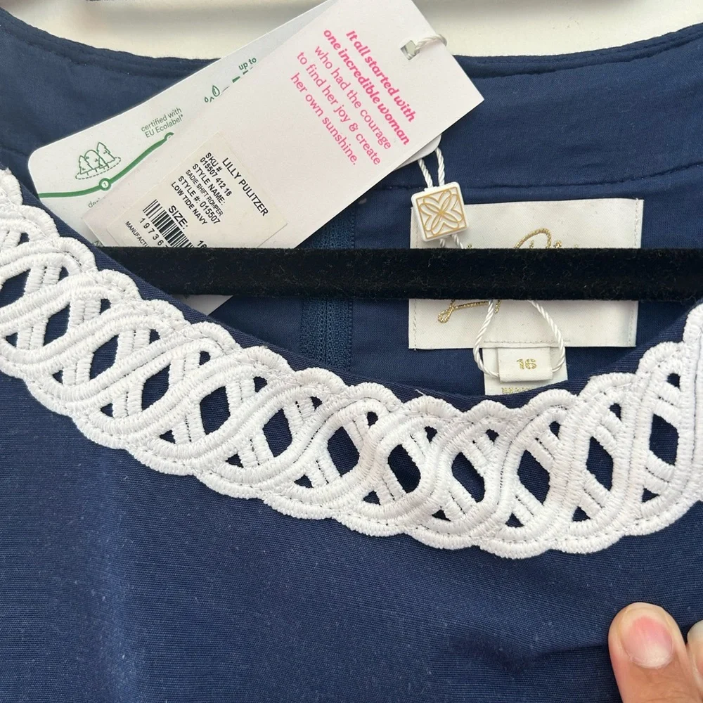 Lilly Pulitzer Sadie Romper Low Tied Navy Size  16 NWT - Picture 2 of 4